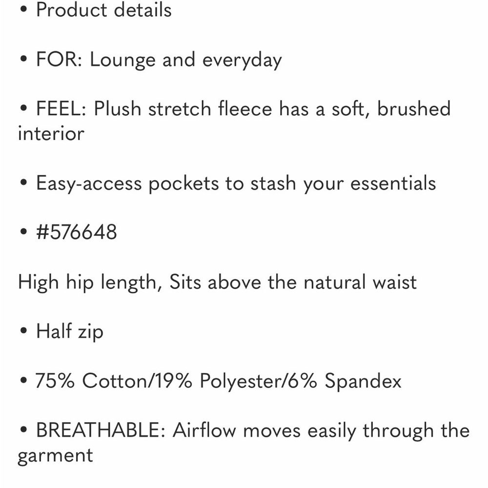 Athleta Forever Fleece 1/2 Zip High Hip Sweatshirt - Picture 8 of 8